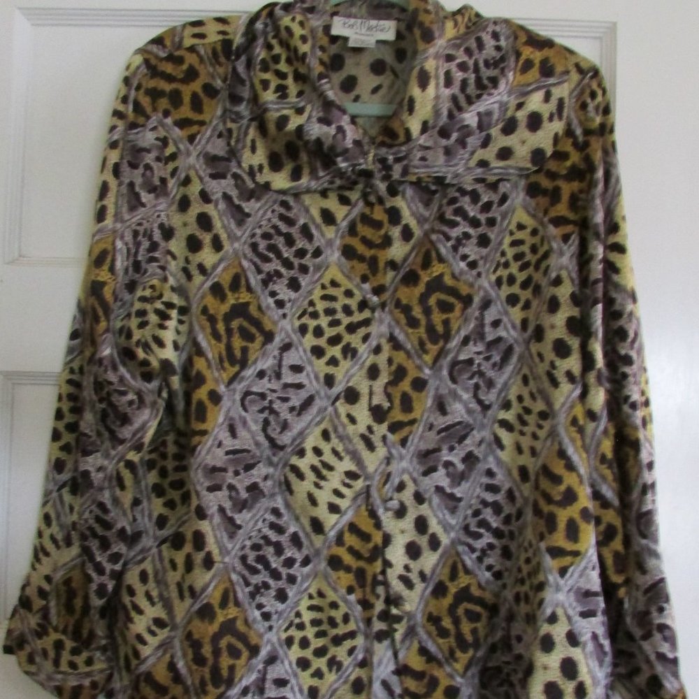 Vintage Silk Bob Mackie Animal Print Blouse